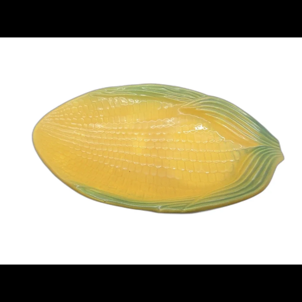 Lot of 4 Vintage Ceramic Majolica Corn on the Cob Dish Bowl